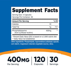 Serving size showing four plant-based capsules per serving