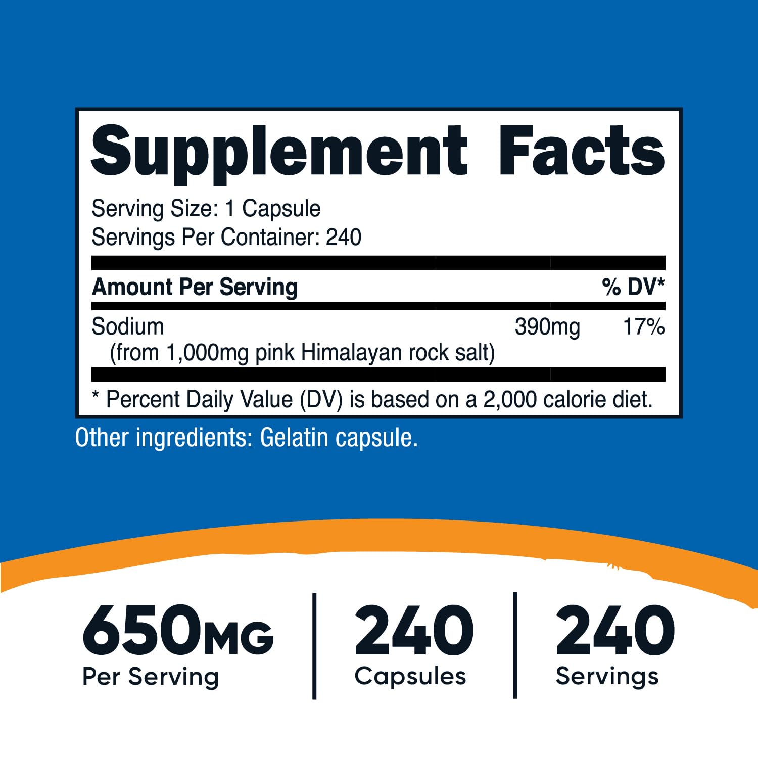 Nutricost Pink Himalayan Salt Capsules bottle side view