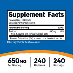 Nutricost Pink Himalayan Salt Capsules bottle side view