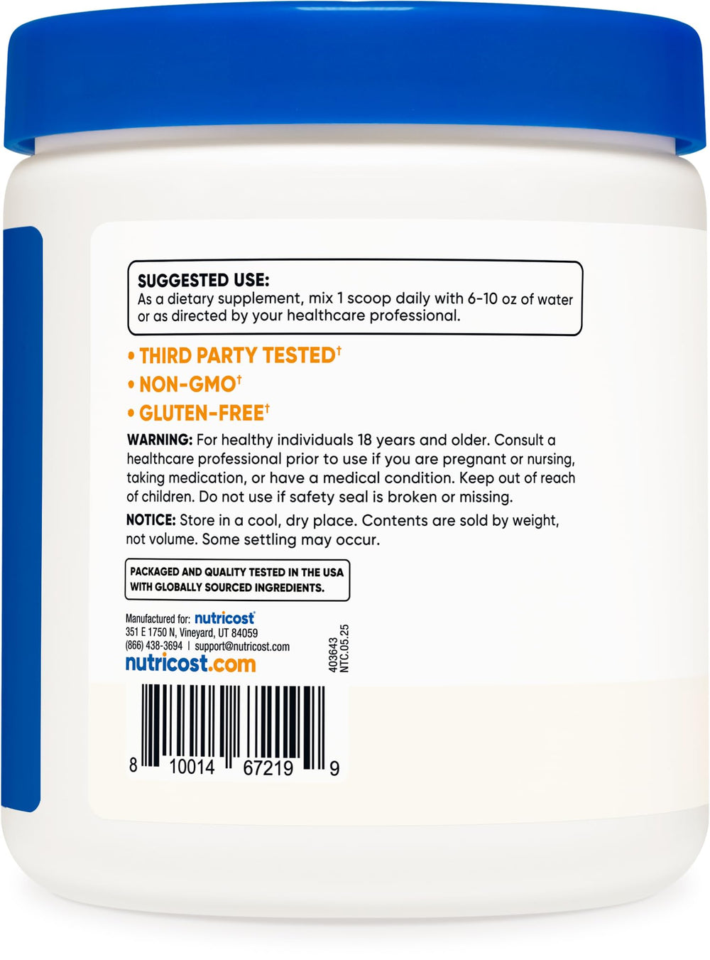Non-GMO and Gluten Free potassium bicarbonate powder