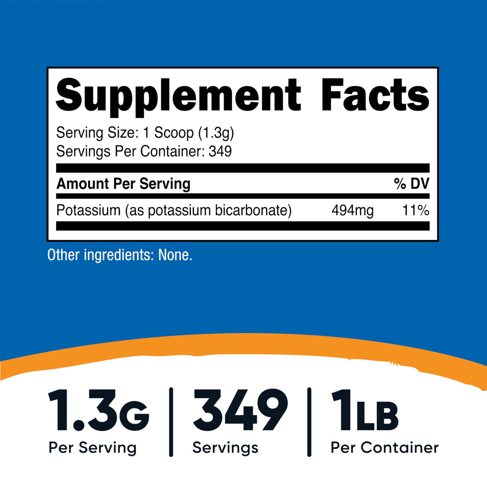 Included serving scoop with Potassium Bicarbonate powder