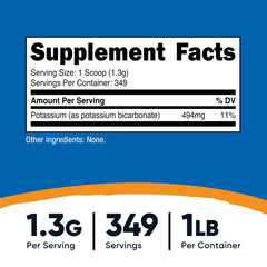 Included serving scoop with Potassium Bicarbonate powder