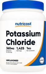 Front view of Nutricost Potassium Chloride Powder 1kg bottle