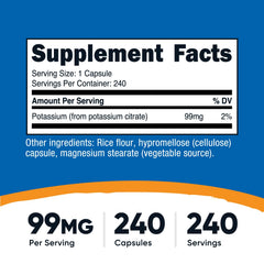 Close-up of potassium citrate capsules from Nutricost