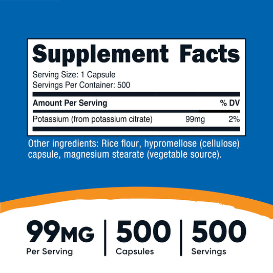 Close-up of Potassium Citrate 99mg capsules