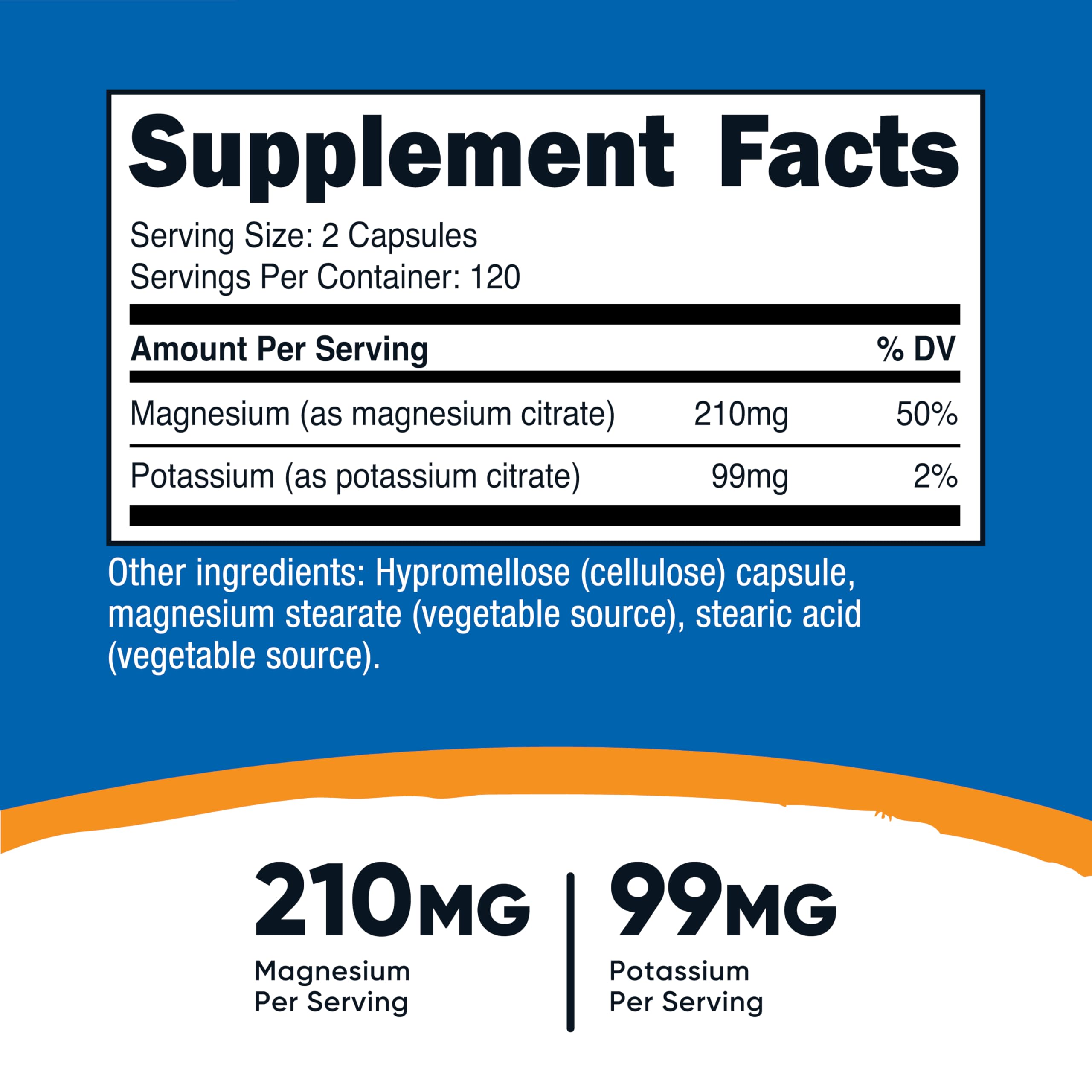 Bottle of Nutricost Potassium and Magnesium Citrates 240 capsules