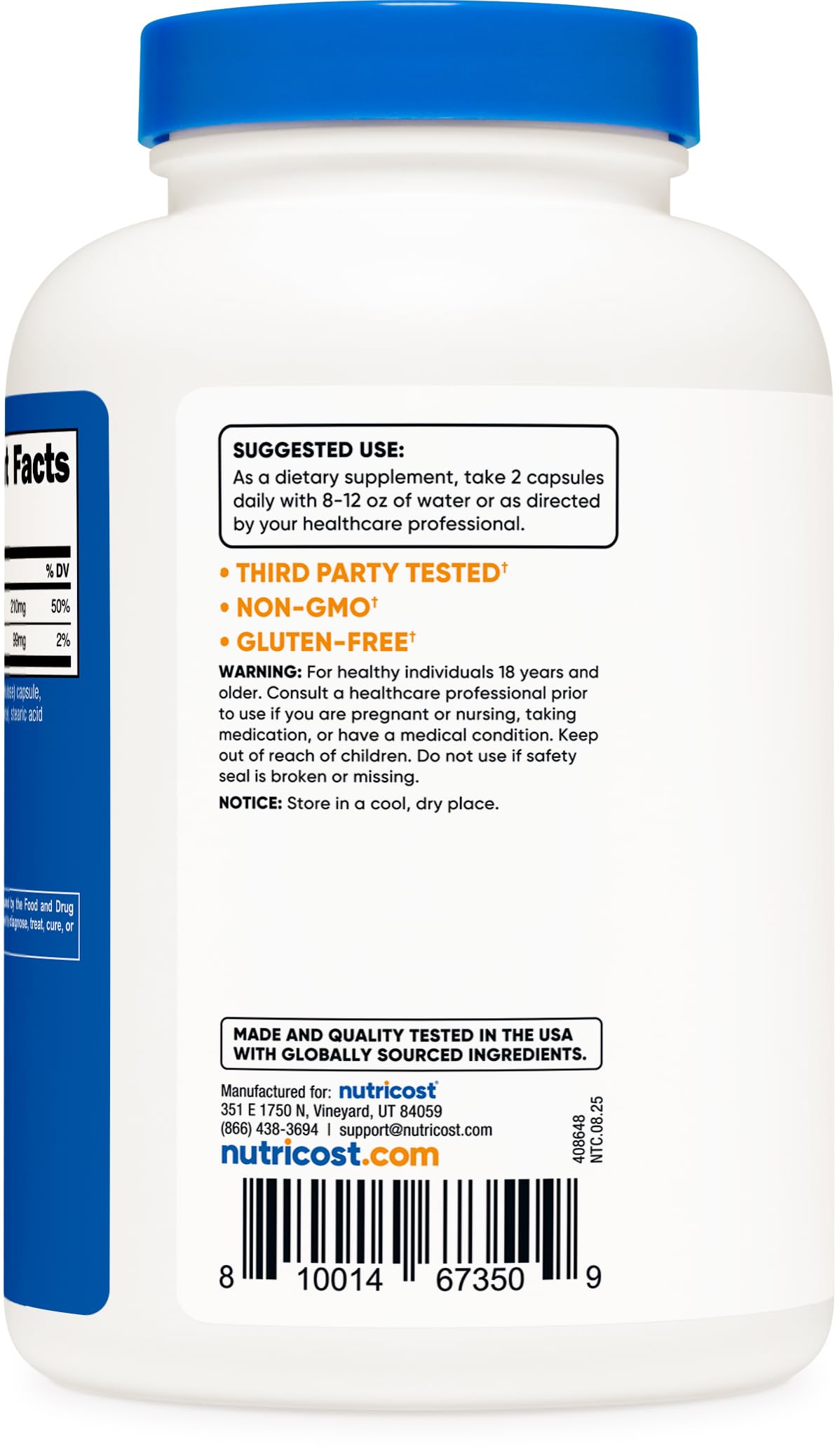 Non-GMO Gluten Free Soy Free third-party tested icons on packaging