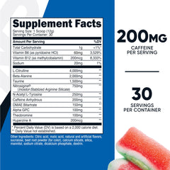 Serving scoop of Watermelon Candy flavored pre-workout powder