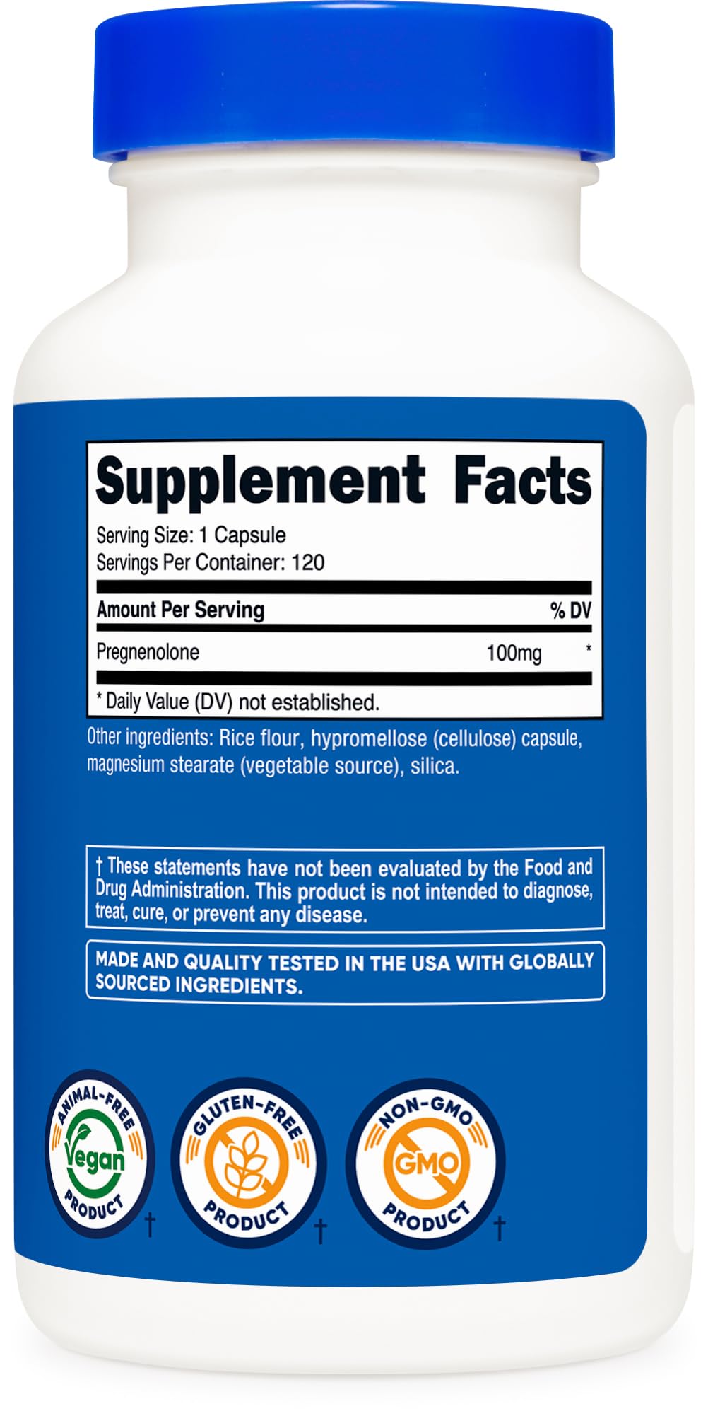 Manufactured in a GMP-compliant facility for Nutricost Pregnenolone 100mg