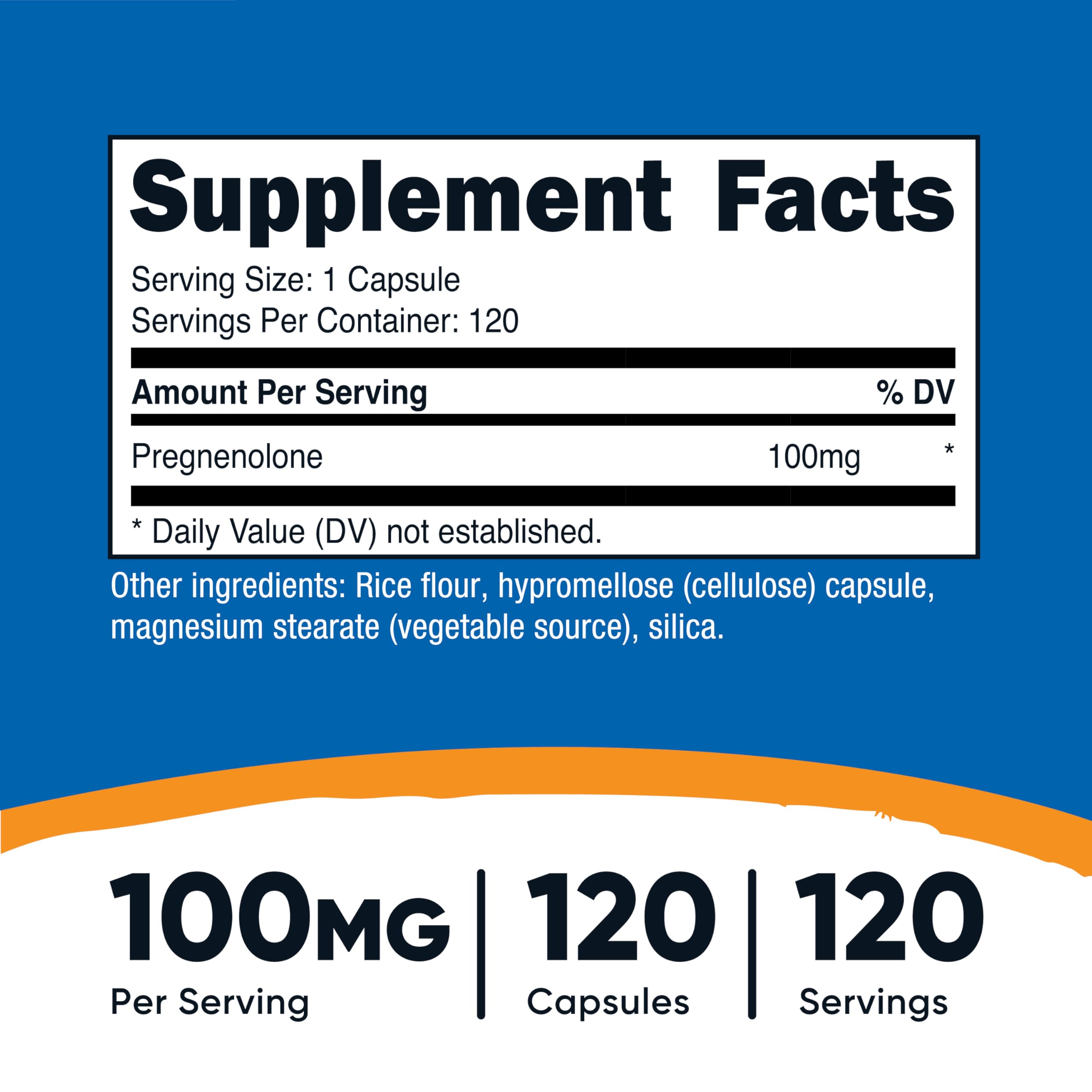 Nutricost Pregnenolone 100mg bottle label showing supplement facts