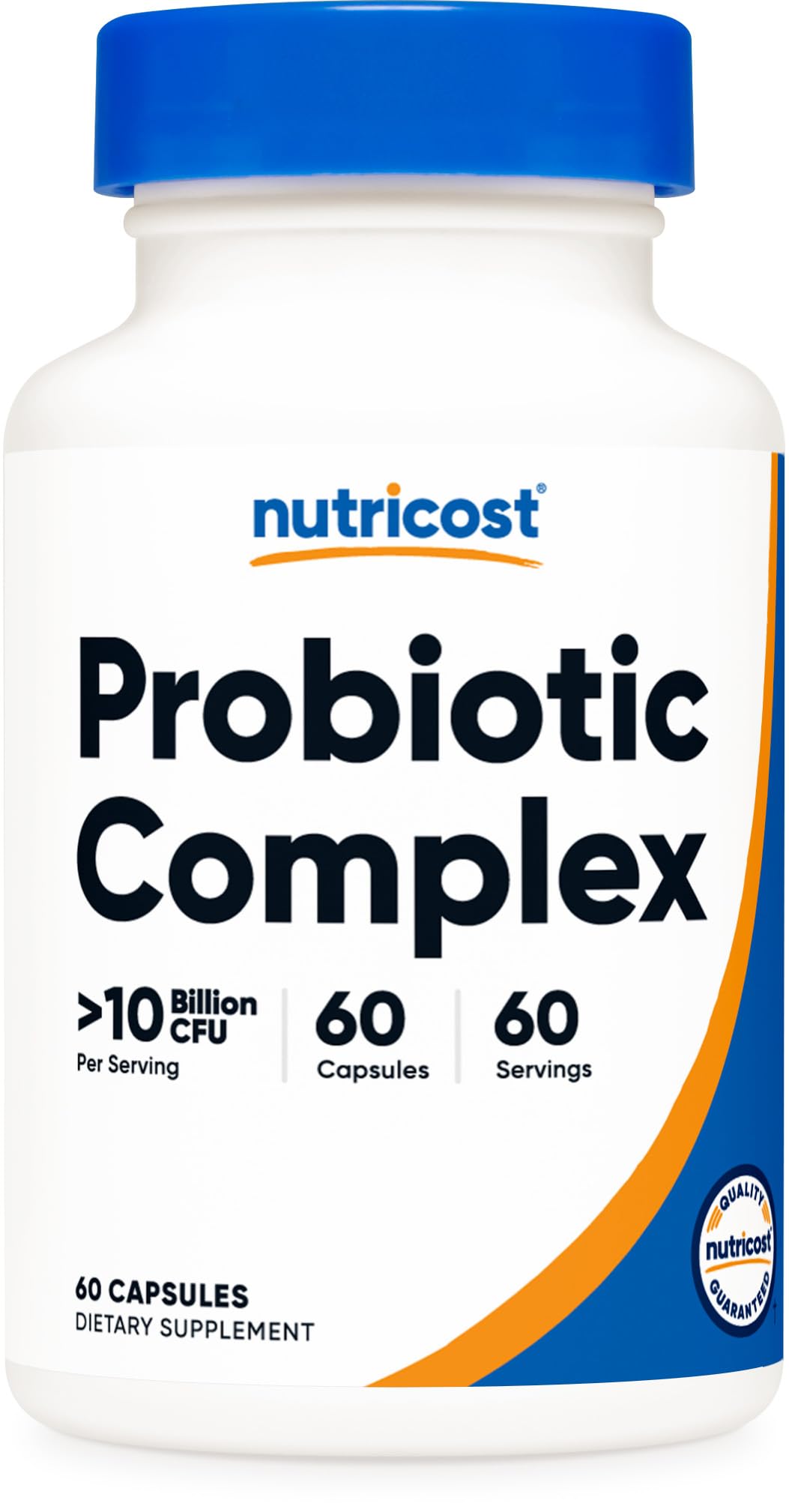 Nutricost Probiotic Complex bottle label showing 10 Billion CFU per capsule