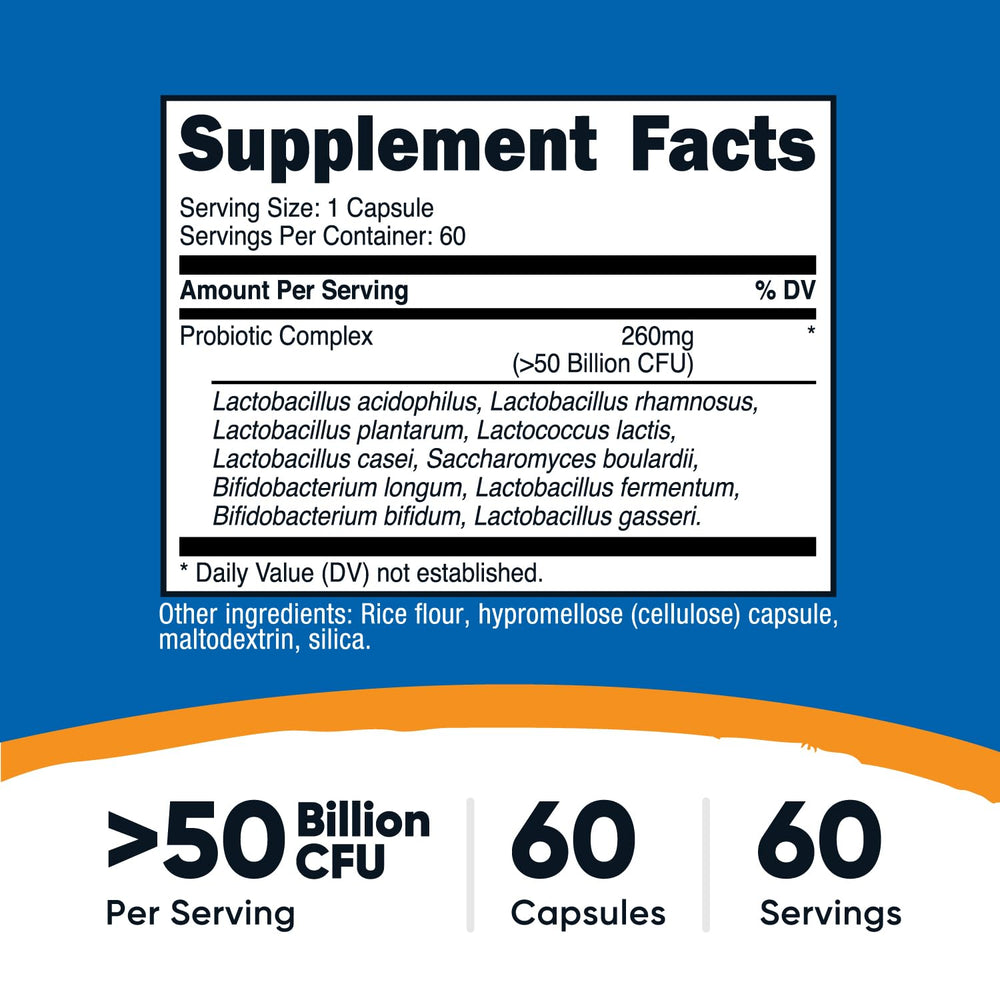 Close-up of 50 Billion CFU per capsule label