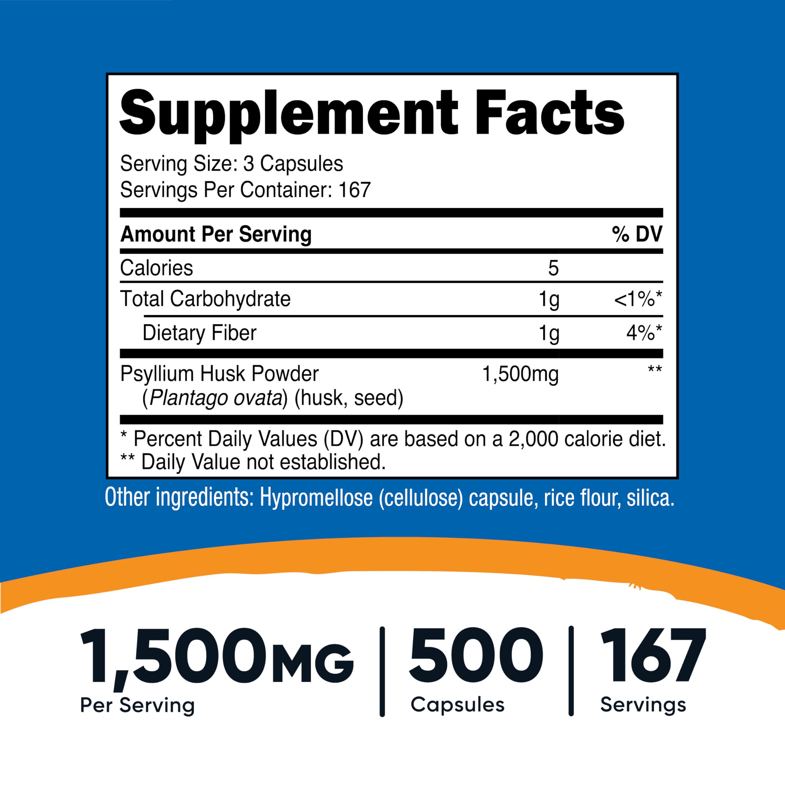 Psyllium husk capsules inside bottle
