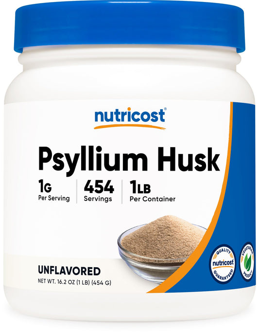 Nutricost Psyllium Husk Ground Powder 1lb – gluten free and non-GMO label