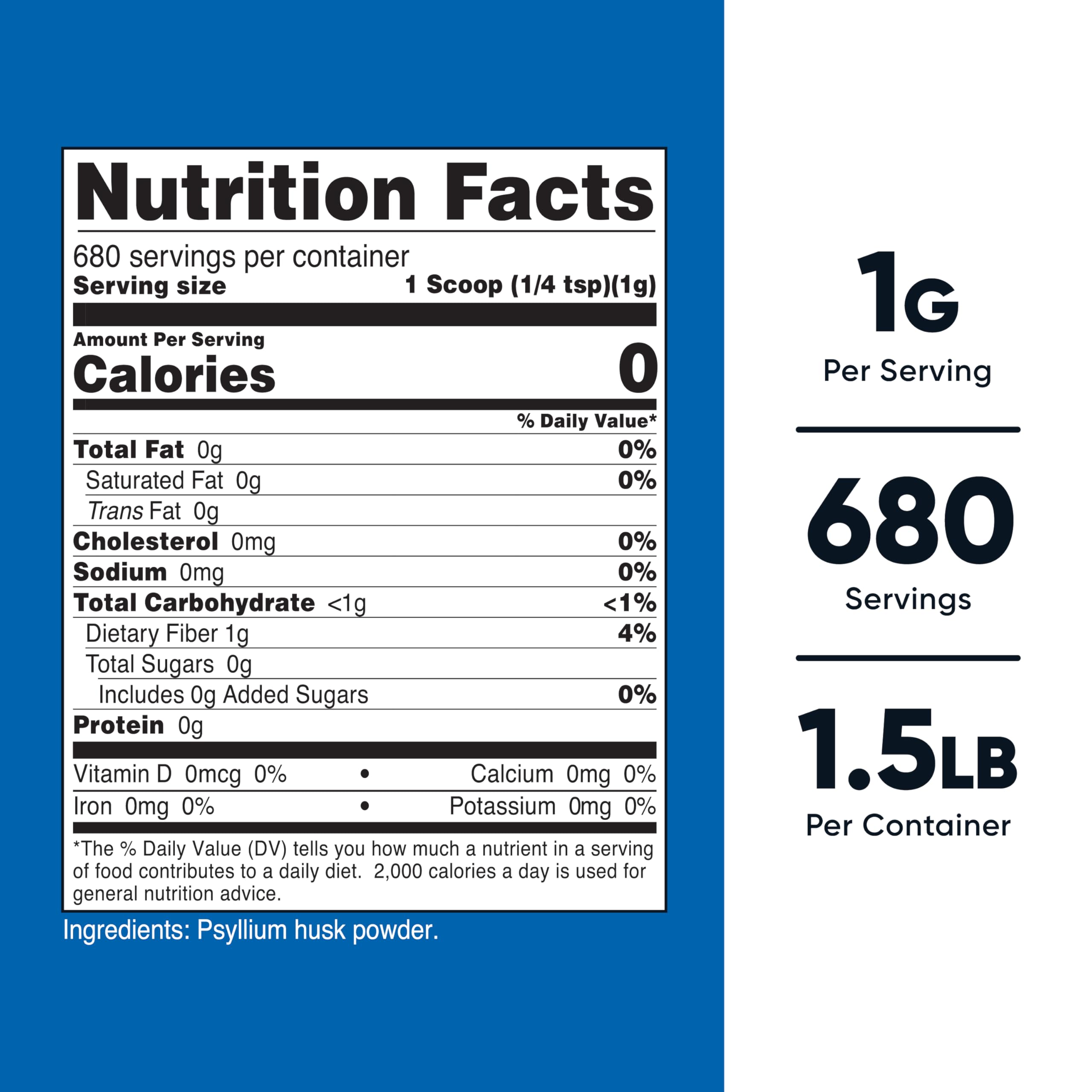 Nutricost Psyllium Husk Powder 1.5lb container label