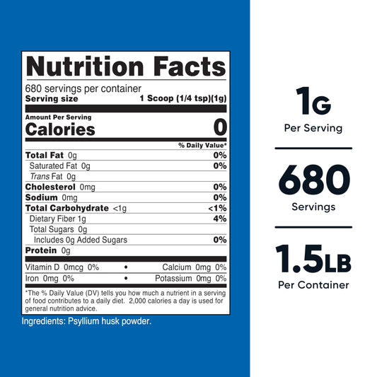 Nutricost Psyllium Husk Powder 1.5lb container label