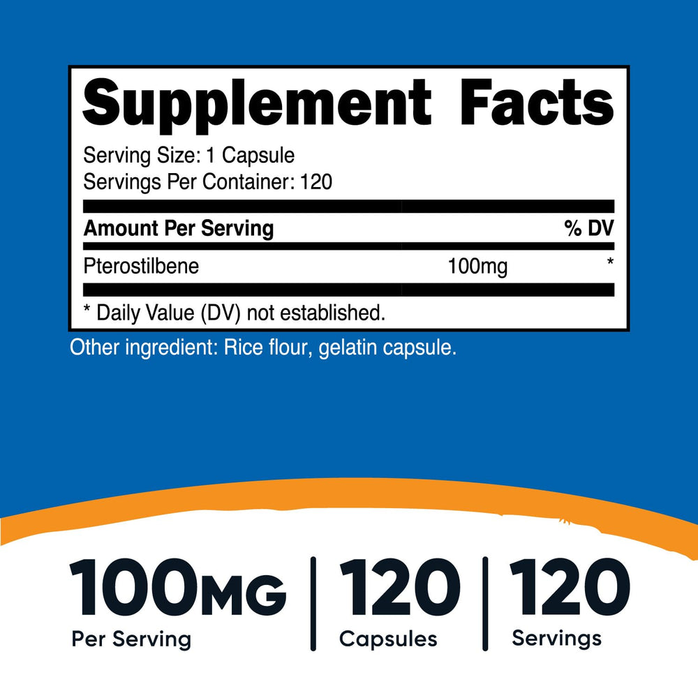 Close-up of Nutricost Pterostilbene 100mg capsules