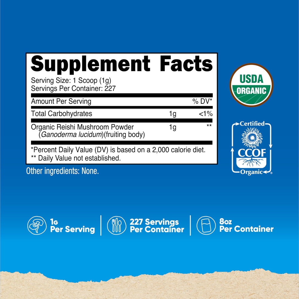 8 oz Nutricost Reishi powder packaging with label