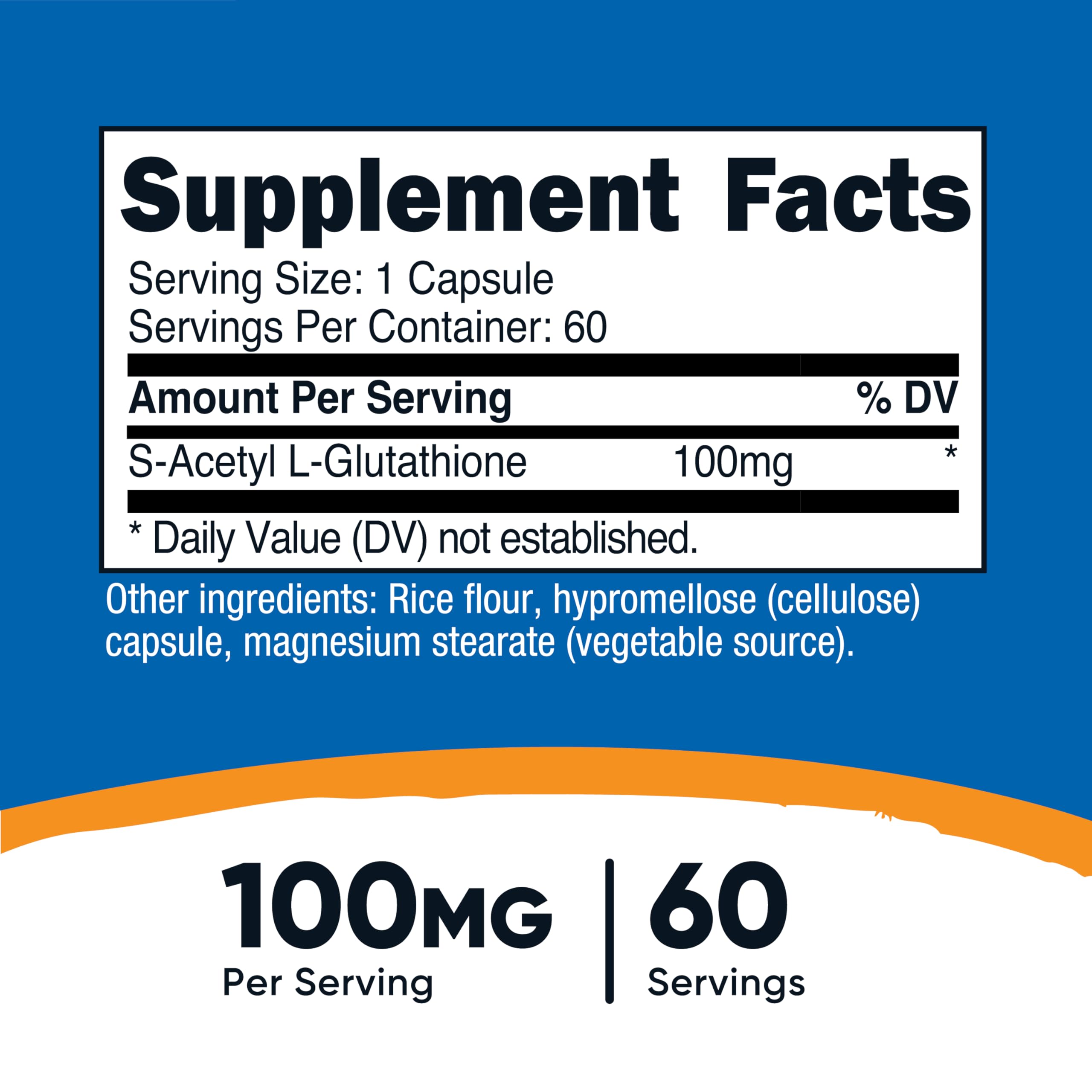 Nutricost S-Acetyl-L-Glutathione 100mg bottle side view