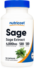 Nutricost Sage Extract bottle label displaying 120 vegan capsules