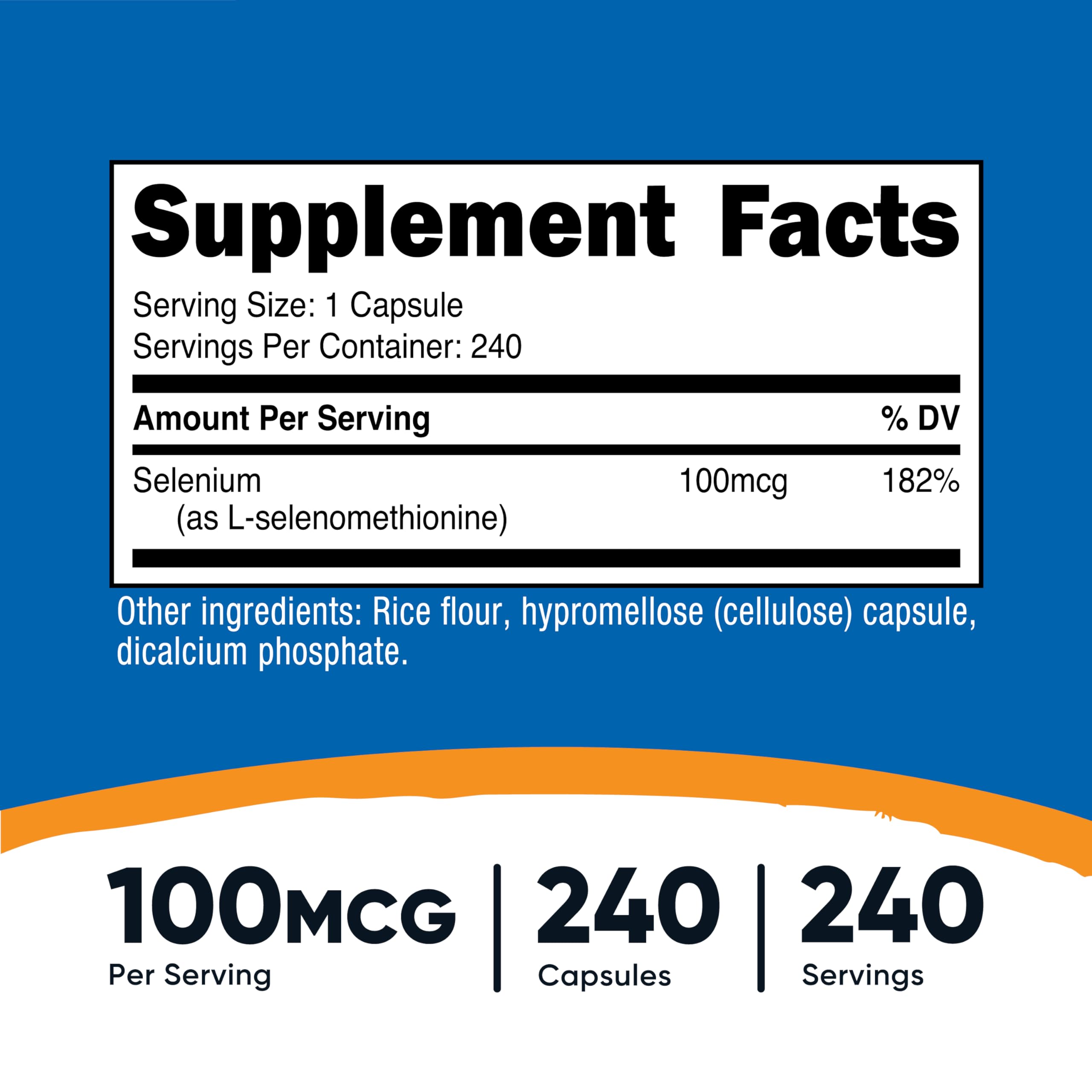 Close-up of Nutricost Selenium 100mcg capsules