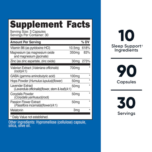 Nutricost Sleep Aid Complex ingredients melatonin and lavender for relaxing evenings