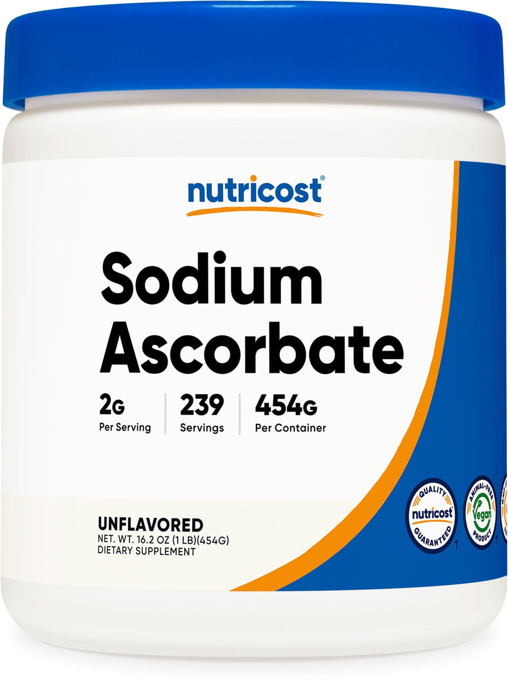 Nutricost Sodium Ascorbate Powder 1 lb container, unflavored