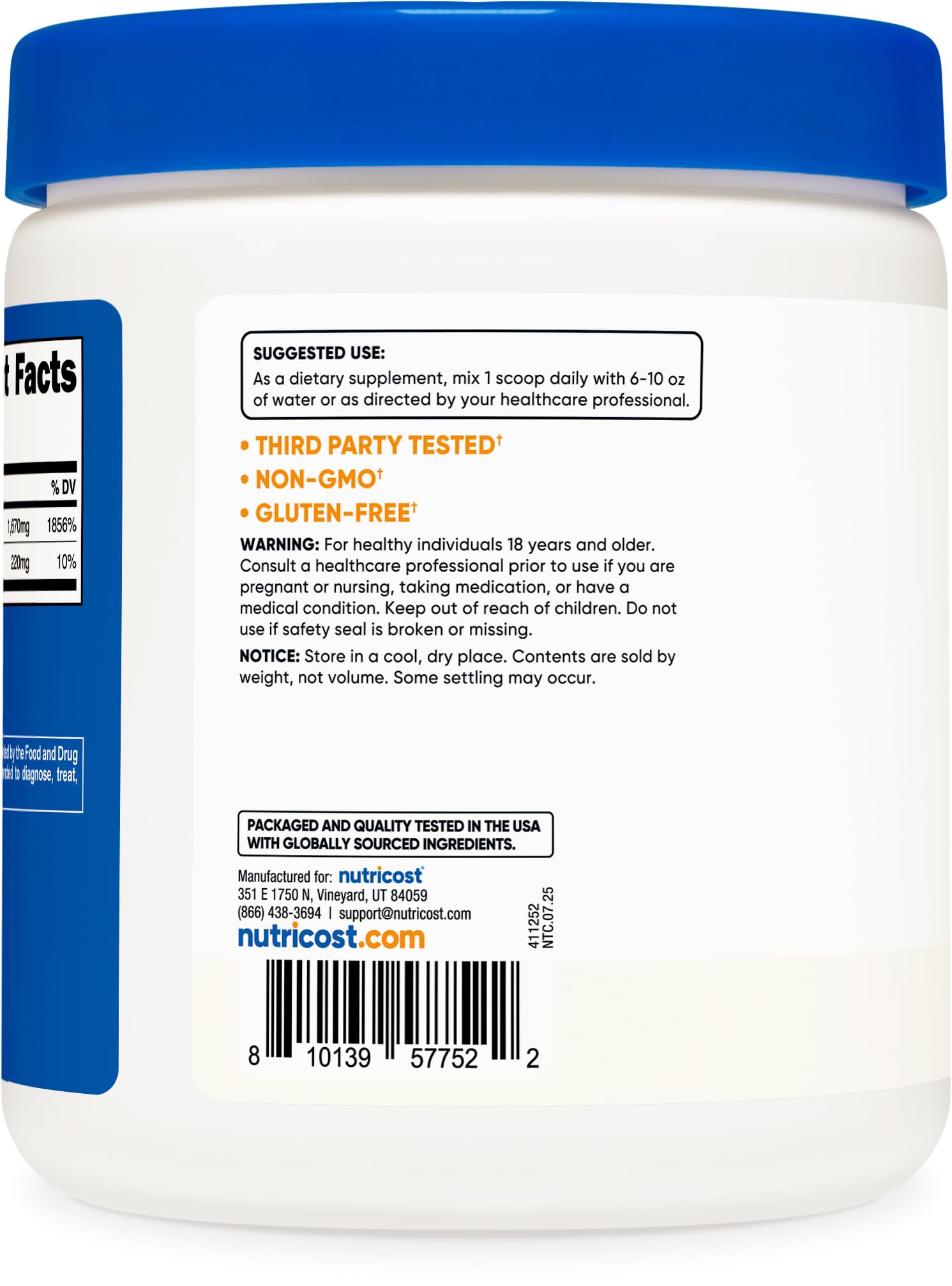 Nutricost Sodium Ascorbate Powder 1 lb packaging