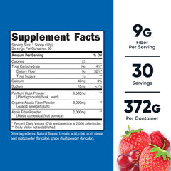 Berry flavored soluble fiber powder with scoop