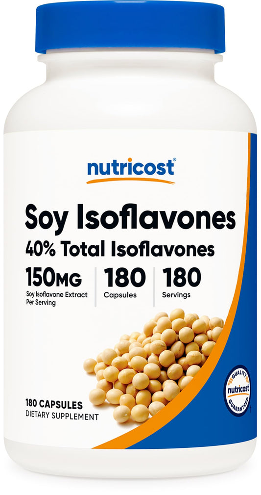 Nutricost Soy Isoflavones 150mg bottle with 180 veggie capsules