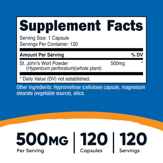 Nutricost St John's Wort 500mg bottle with packaging