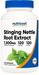 Bottle of Nutricost Stinging Nettle Root Extract 7500mg, 120 capsules