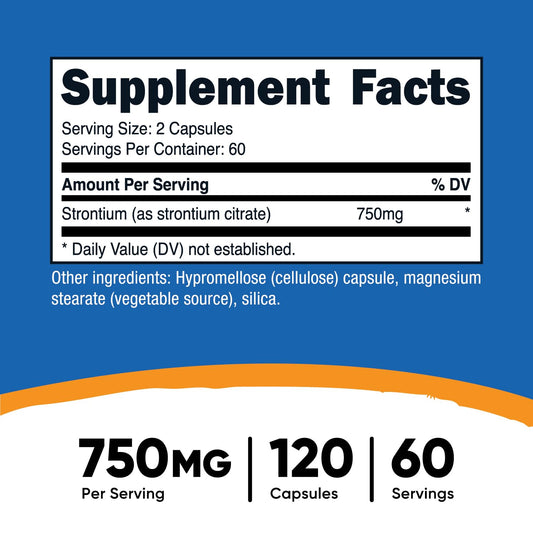 Strontium per capsule 375 mg – Nutricost 750 mg per serving