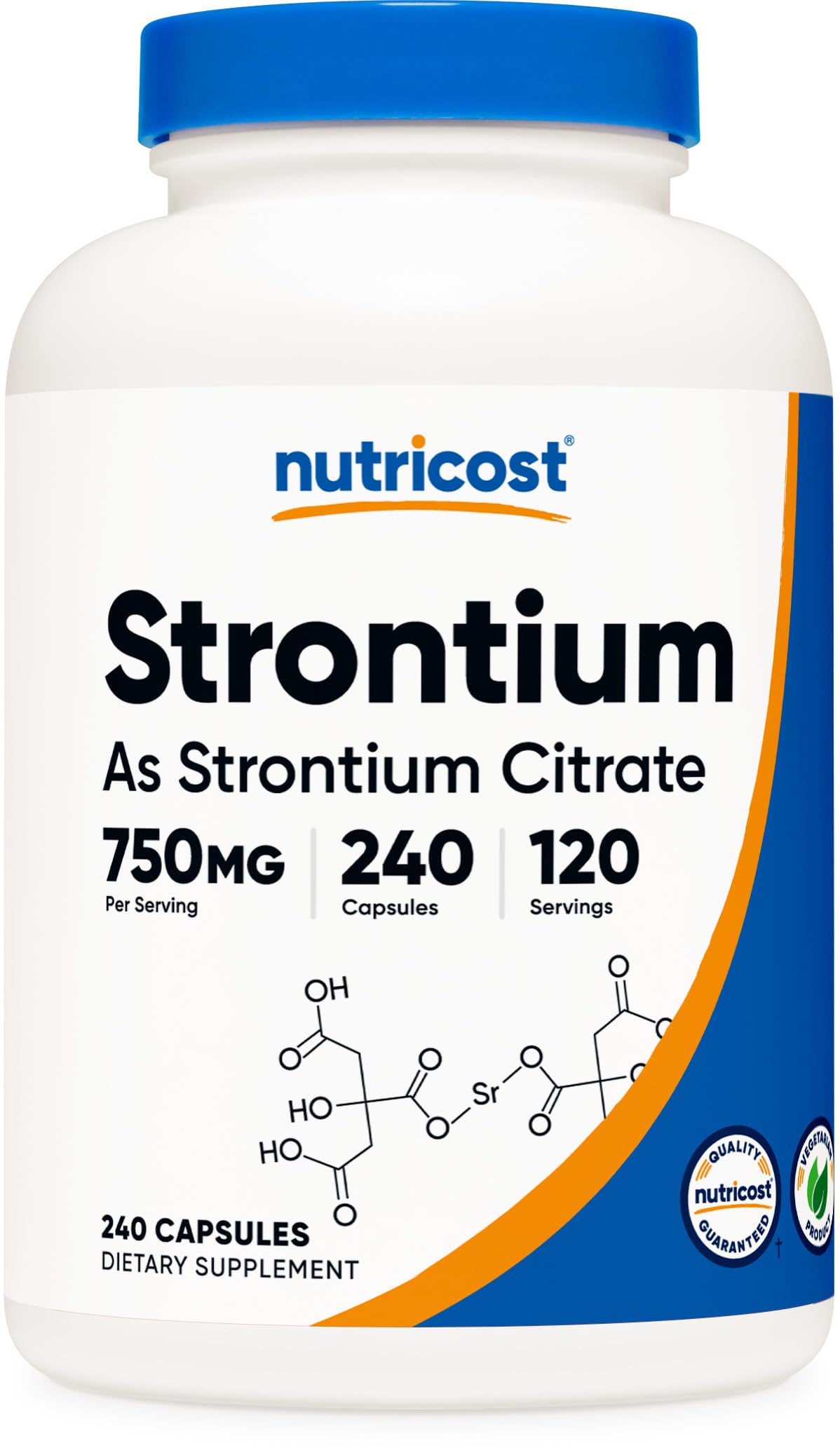 Nutricost Strontium Capsules 750mg veggie bottle - 240 count