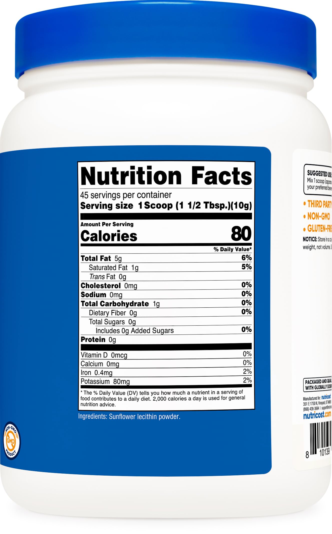 Nutricost Sunflower Lecithin packaging and label