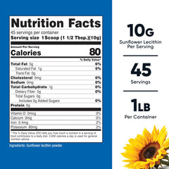 Sunflower lecithin serving (10 g) scoop