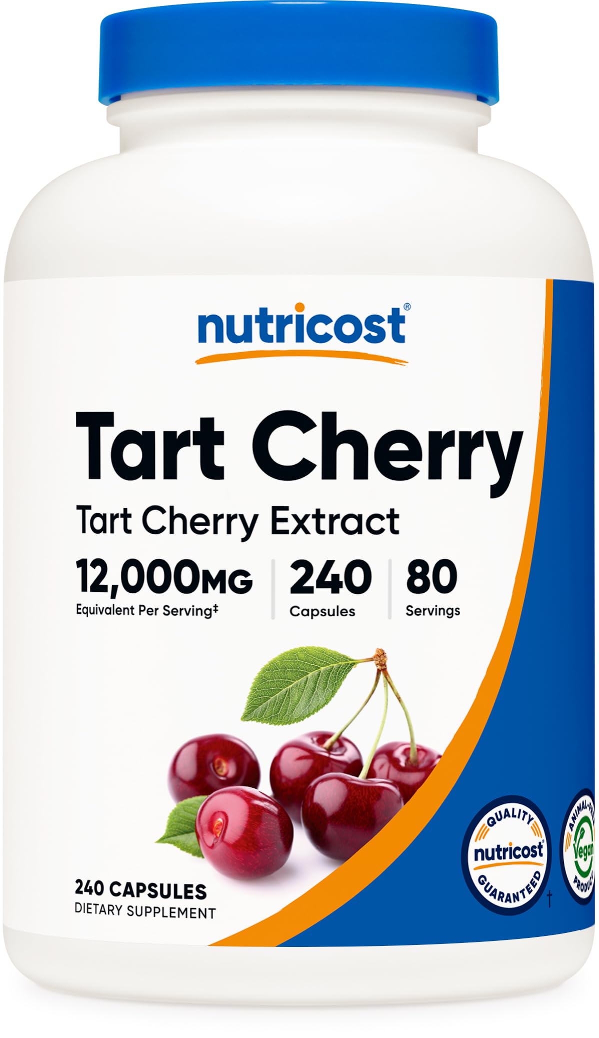 Nutricost Tart Cherry Extract bottle with 12,000mg equivalent label