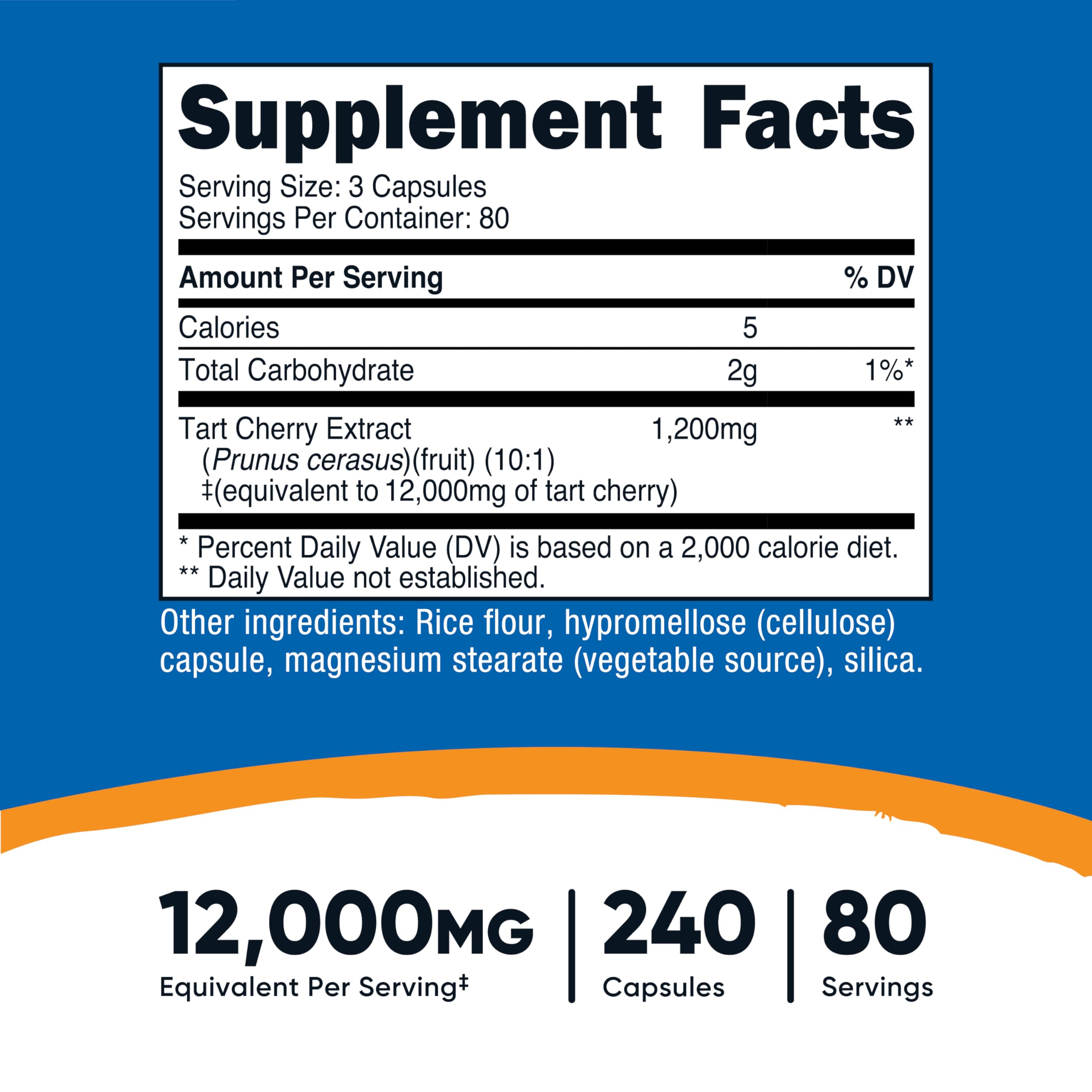 Front packaging of Nutricost Tart Cherry Extract 240 capsules