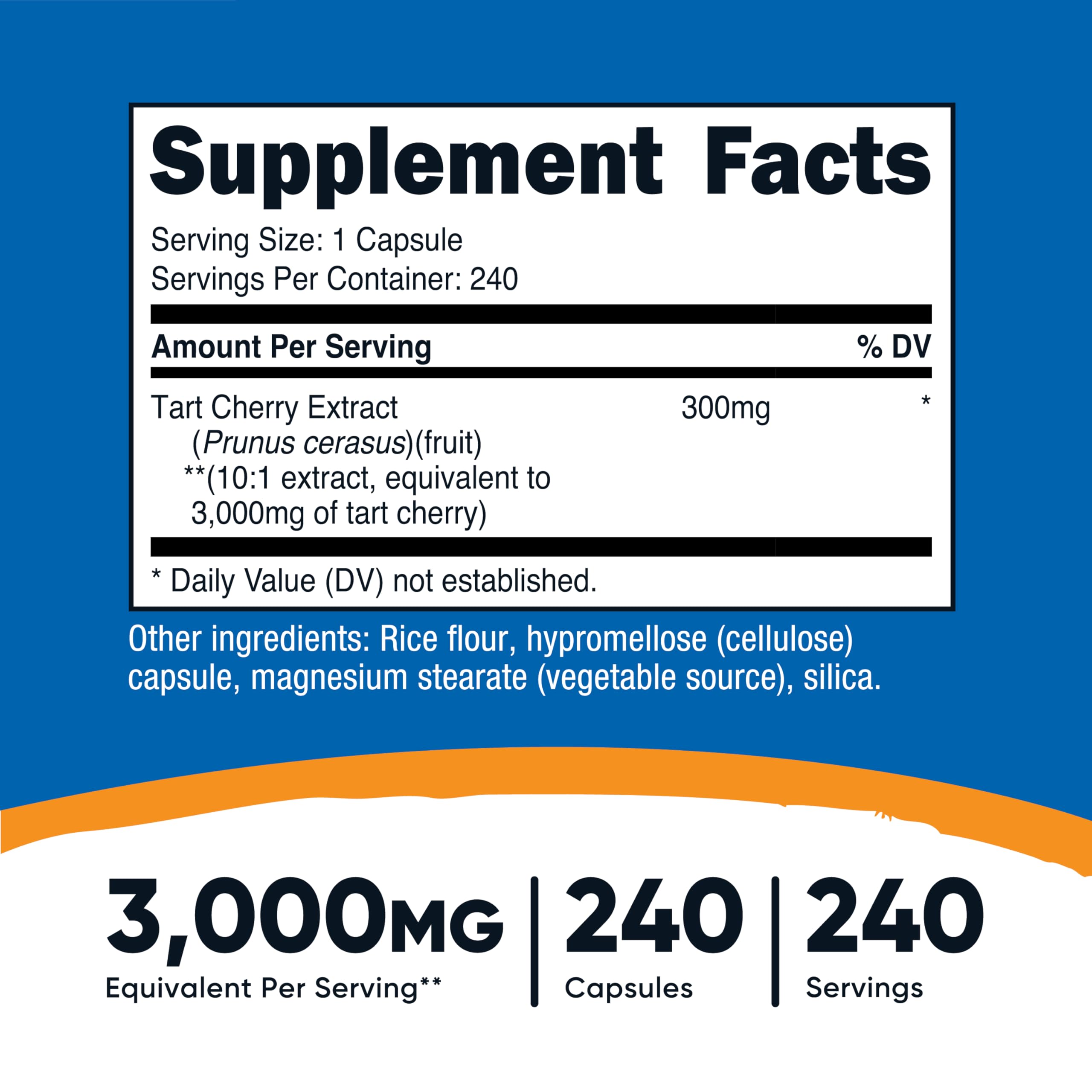 Close-up of Tart Cherry Extract capsules in bottle
