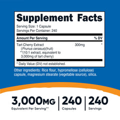 Close-up of Tart Cherry Extract capsules in bottle