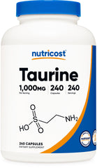 Nutricost Taurine 1000mg capsules bottle with 240-count