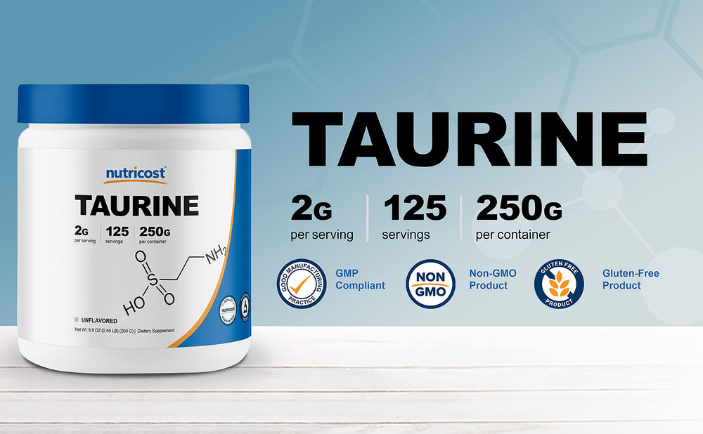 Close-up of Taurine powder in scoop (2g)