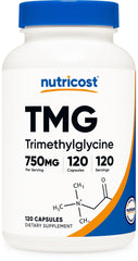 Nutricost TMG 750mg per capsule bottle - front view