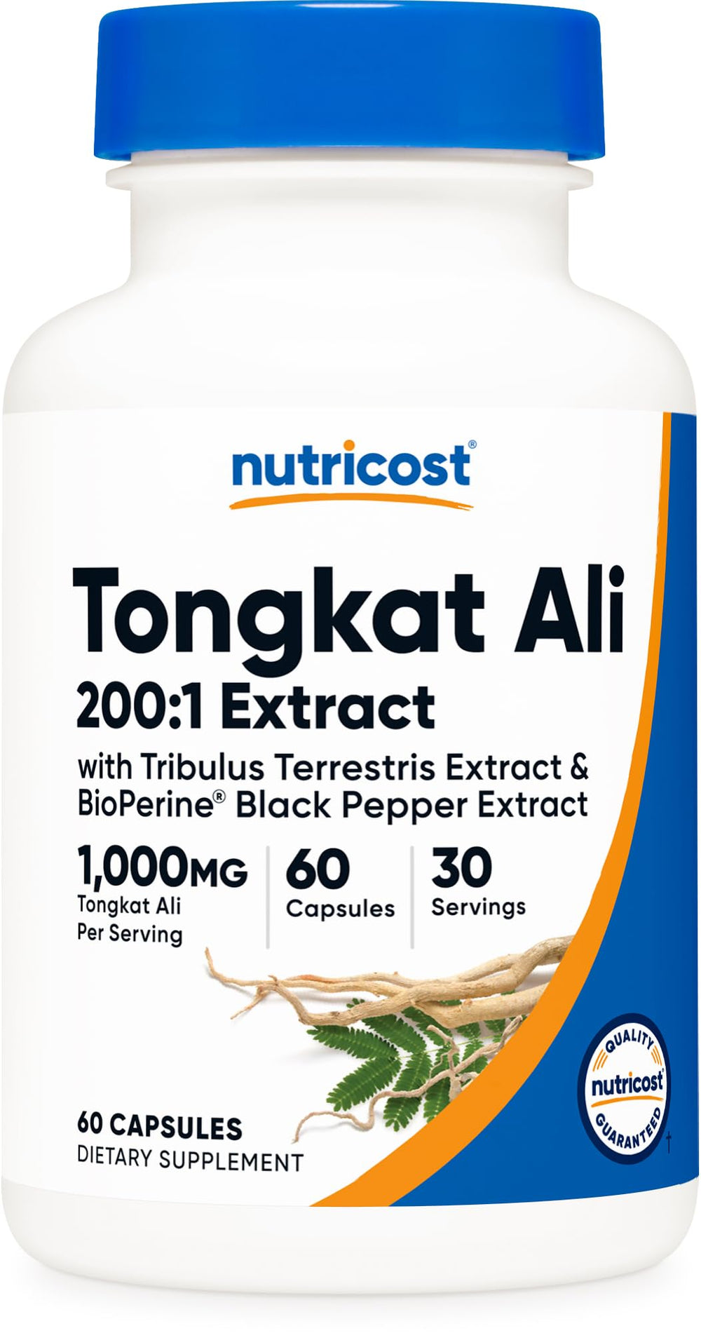 Nutricost Tongkat Ali 1000mg bottle with Tribulus Terrestris and BioPerine