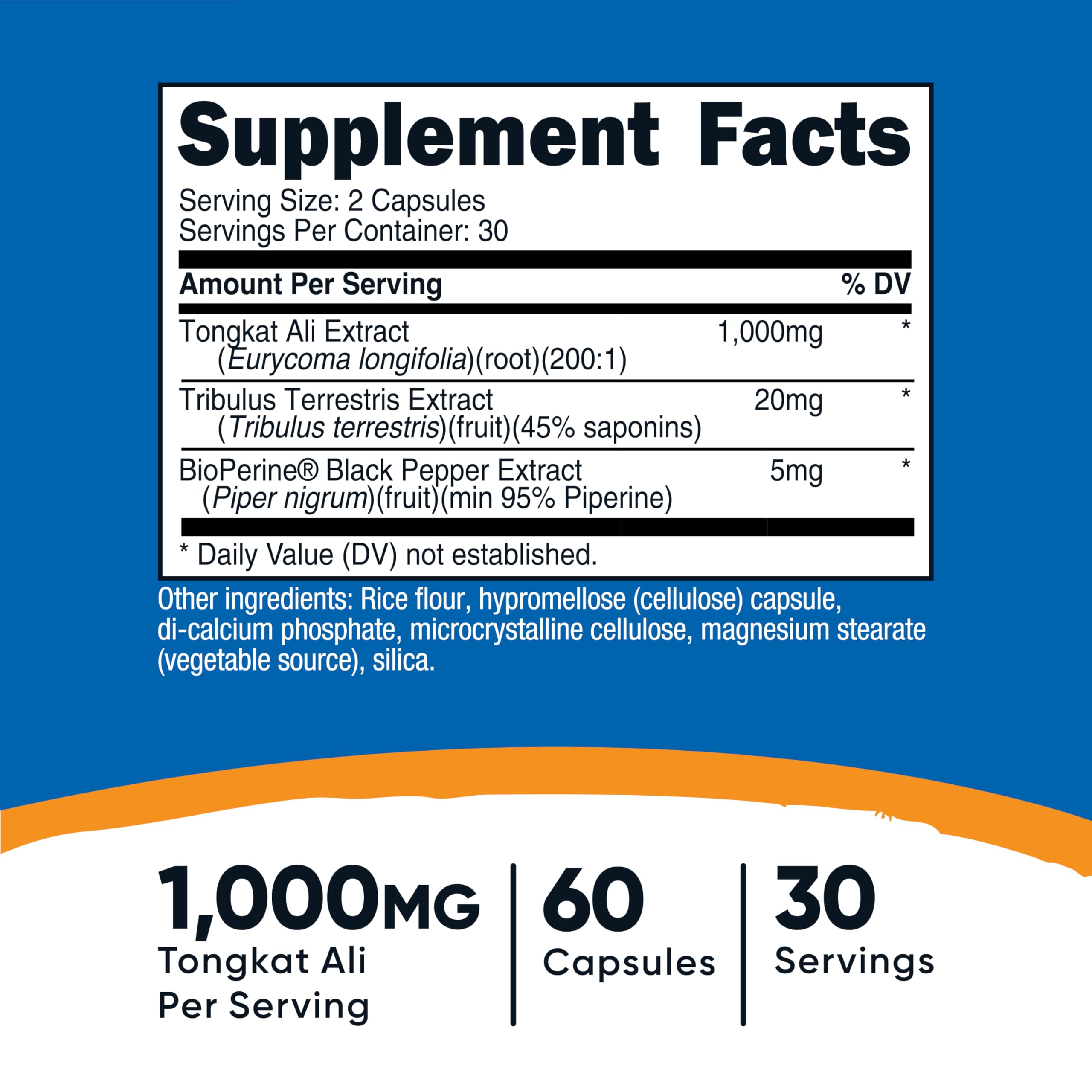 Close-up of Tongkat Ali 1000mg vegetarian capsules