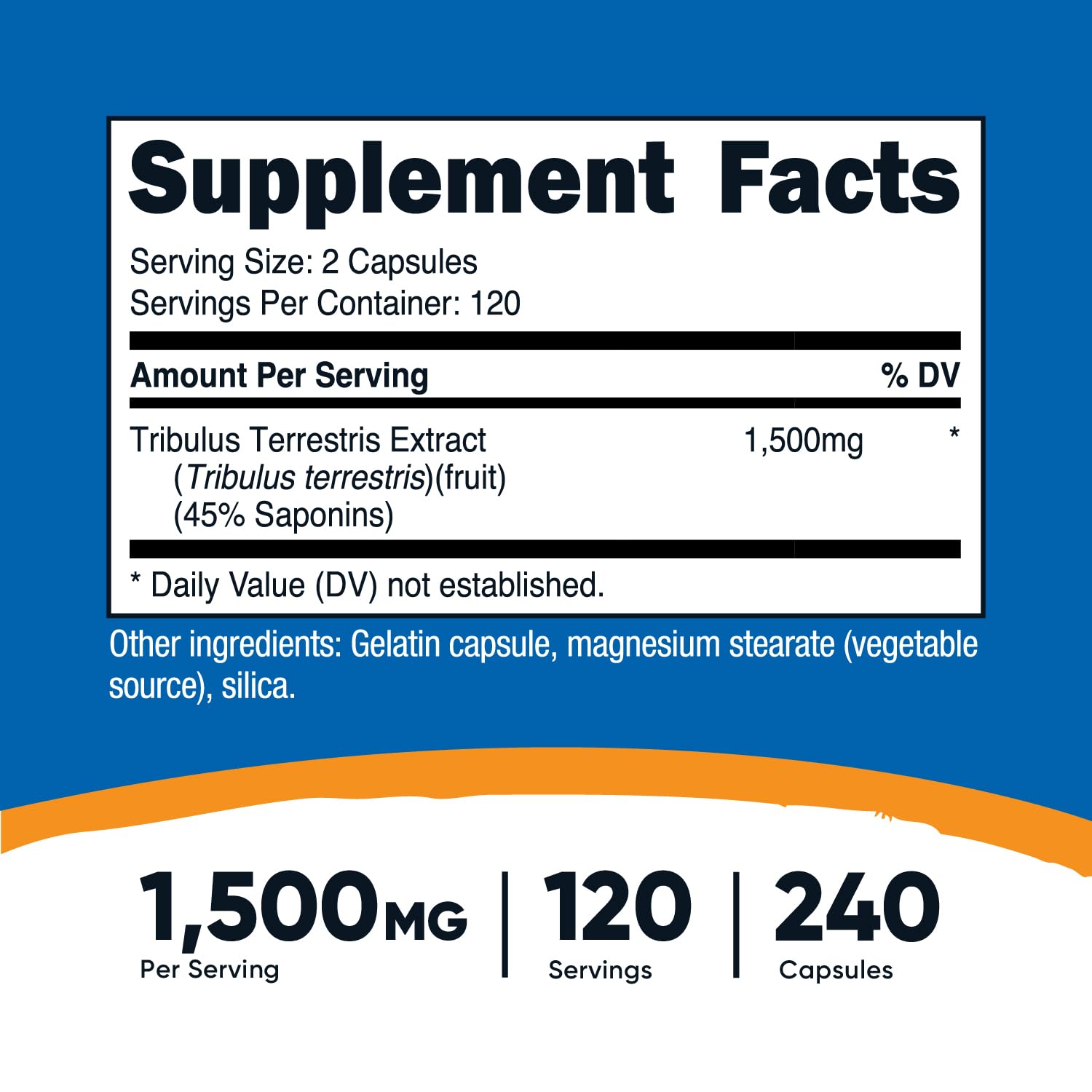 Close-up of Nutricost Tribulus Terrestris 1500mg bottle and capsules