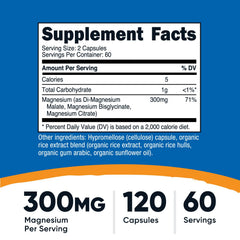 Close-up of Nutricost Magnesium Complex label showing 300mg per serving
