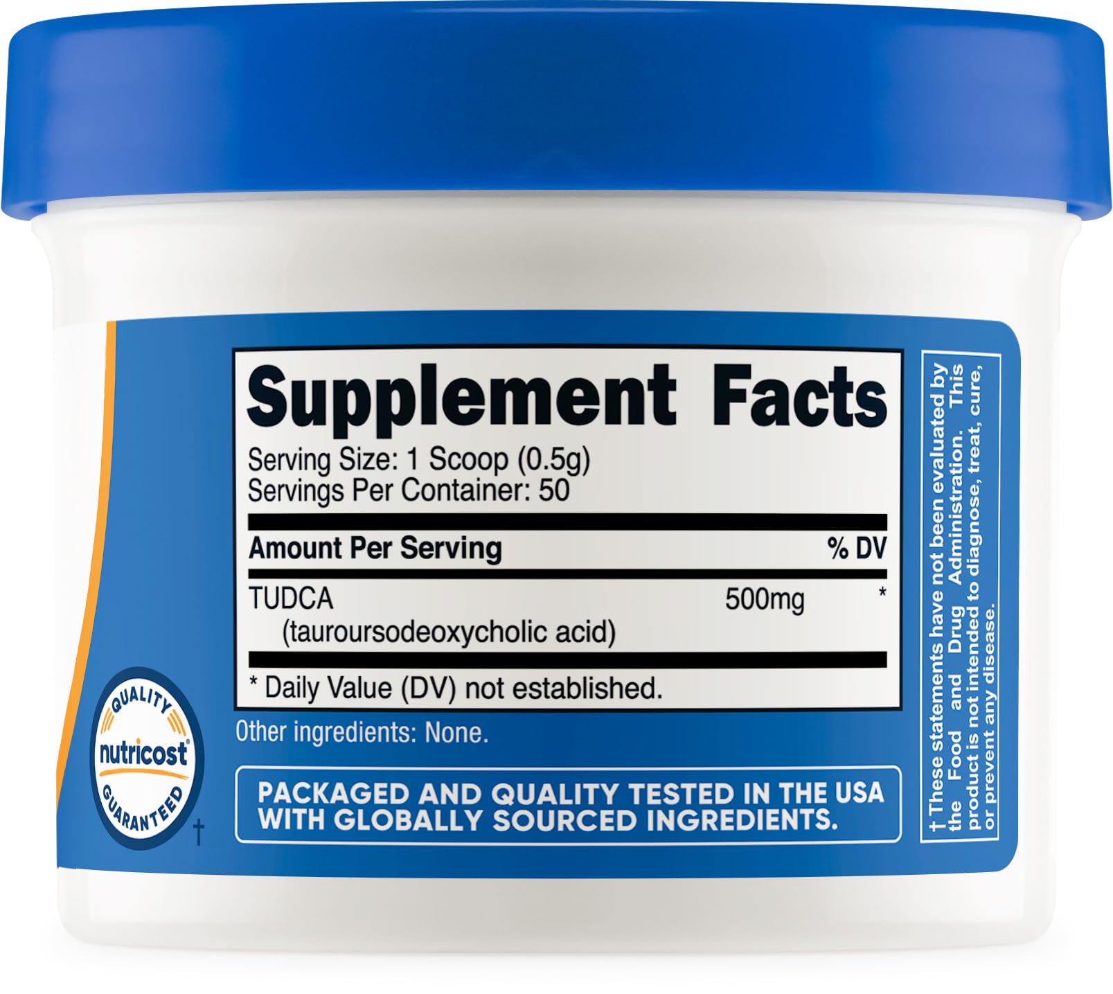 Outer packaging of Nutricost Tudca Powder 25g