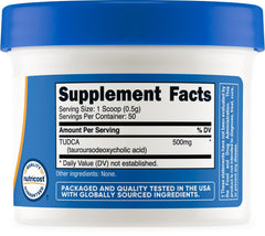 Outer packaging of Nutricost Tudca Powder 25g