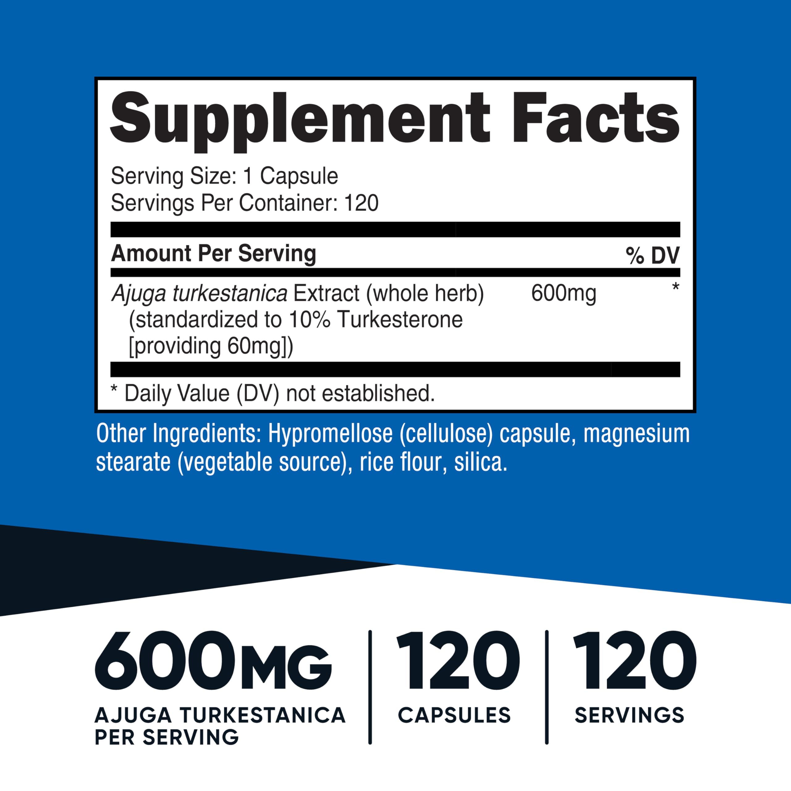 Nutricost Turkesterone 600mg bottle front label